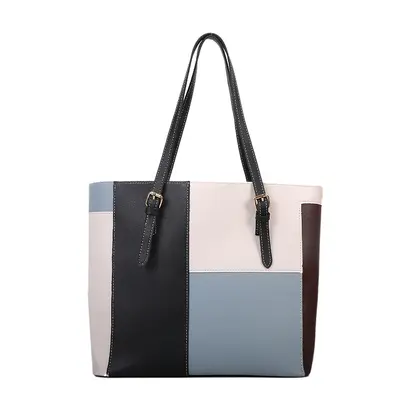 Korean-Style Color Block Large Capacity Women's Tote Bag - 8