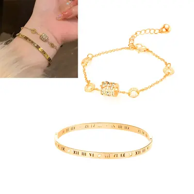 Romen kleines Taille-Armband grenzüberschreitendes Bestseller Damen Edelstahl Mode populäres stapelbares Armband verblassfestes Armband - 8