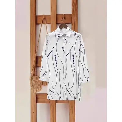 Women's Printed Shirt and Elegant Polka Dot Dress, Spring Autumn