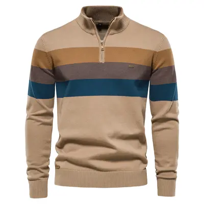 Men's Open-Chest Stand Collar Knitted Sweater, Pullover - 7