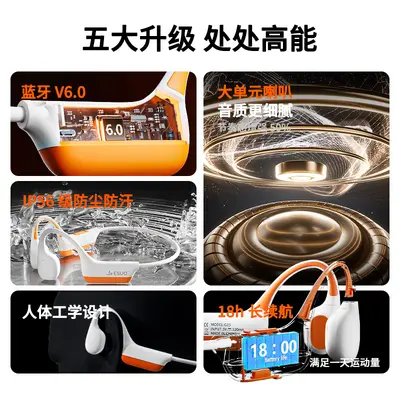 Open-Ear Air Conduction Bluetooth Headphones, Non-In-Ear, for Sports and Running