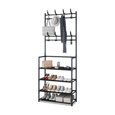 Metal Shoe Rack and Multifunctional Coat Stand, Modern Home Storage Rack