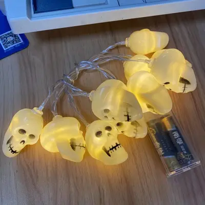 Halloween LED String Lights with Pumpkin and Ghost Decorations, Battery-Powered - 10