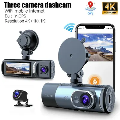 4K araç kamerası WiFi gece görüşü çift kayıt GPS DVR - 9