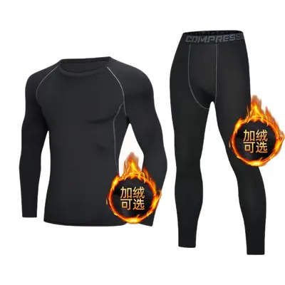 Herren Schnelltrocknendes enges Sportset Langarm Langhose Laufen Fitness Trainingsbekleidung Hochelastisch Atmungsaktiv Outdoor Sportbekleidung