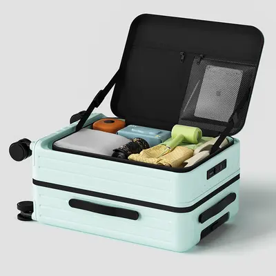 Seitlich öffnender erweiterbarer Koffer für Damen, Reisekoffertruhe mit Zahlenschloss, 20 Zoll, gefüttert, verdickt, große Kapazität, hochwertiger Trolley-Koffer - 11