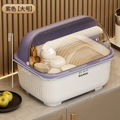 Kitchen cabinet with lid, dishware storage, dustproof - 11