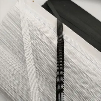 0,7 cm schwarz-weißes nicht elastisches Polyester-Webband mit Hakenkante - 4