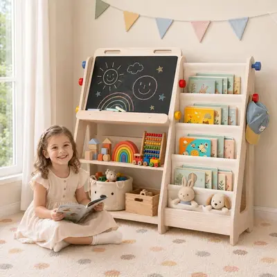Cross-border Wooden Children's Toy Rack Storage Shelf Montessori Children's Toy Storage Rack Picture Book Rack Children's Bookshelf - 7