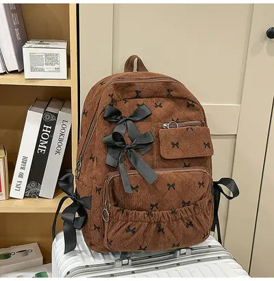 Bow Print School Backpack for Junior and Senior High School Students - 10