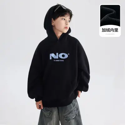 Boys' Black Hooded Sweatshirt for Autumn - 9
