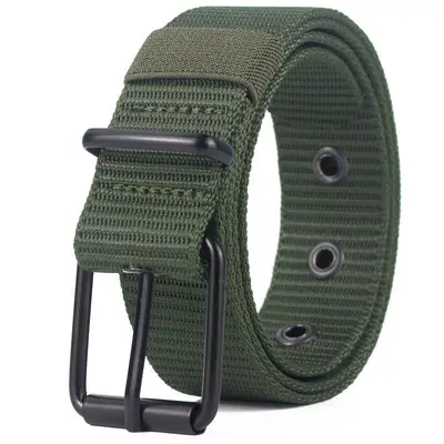 Yeni çok delikli kanvas kemer erkek pin tokalı kemer gençlik öğrenci çok yönlü denim askeri eğitim genişletilmiş naylon kemer - 11