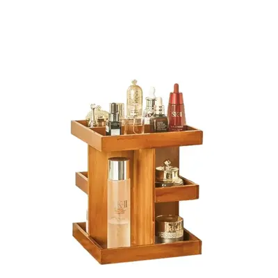 Rotating Wooden Makeup Vanity with Cosmetics Storage - 6
