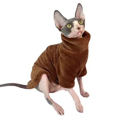 Thickened Autumn-Winter Clothing for Hairless Cats, Fleece-Lined