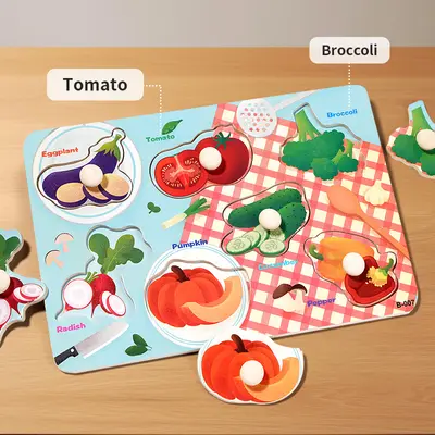 Mushroom Nail Hand Scraping Board Puzzle Child Montessori Early Education Wooden Toy Alphanumeric Fruit Shape Cognitive Puzzle