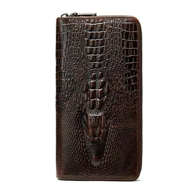 Crocodile Pattern Men's Genuine Leather Clutch Wallet with RFID Protection - 8