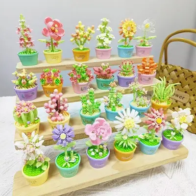 Mini Yapı Blokları Sukulent Saksı Bitkisi Modeli Çocuk Oyuncağı - 3