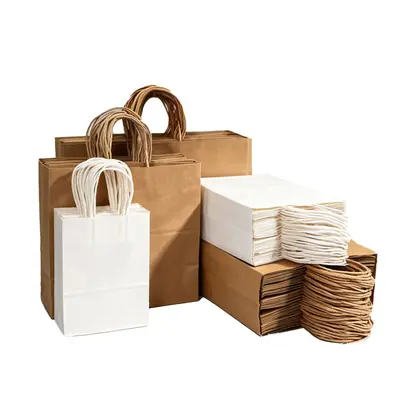 Custom Printed Kraft Paper Bags with Handles, Christmas Gift Bags