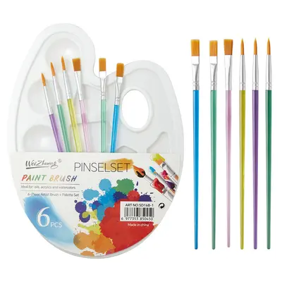 6-piece watercolor and gouache brush set with palette - 8