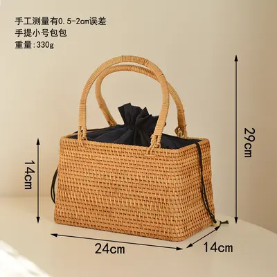 Handmade Vietnamese Woven Basket, Nordic Style Picnic and Outing Basket - 10