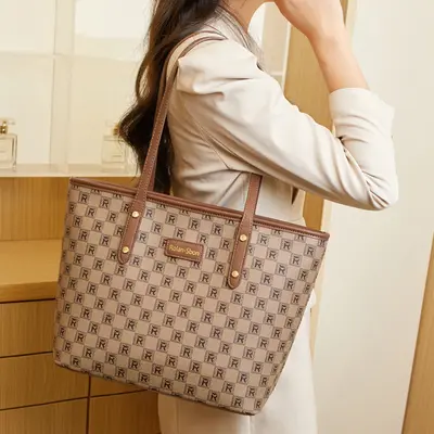 Large Capacity Checkerboard Tote Bag, 2-Piece Mother-and-Child Set - 5