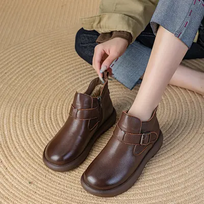 Plus Size Women's Ankle Boots 42, Genuine Leather, Soft Sole
