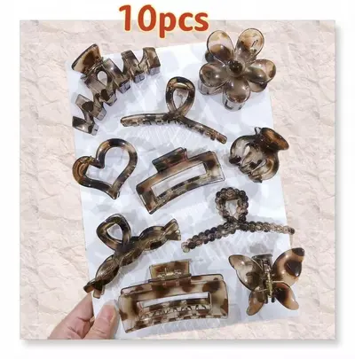 Saç tokası seti, büyük pençe tokası, köpekbalığı tokası, saç aksesuarları, tatil tarzı aksesuarlar, kadınlar için renkli saç tokaları, sekiz parçalı set - 12