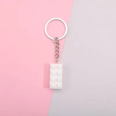 Colorful Acrylic Building Block Keychain Ring Chain Necklace - 9