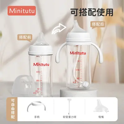 Minitutu Newborn Baby Wide-Neck Anti-Colic Anti-Choke Glass Baby Bottle Newborn Feeding Bottle Wholesale