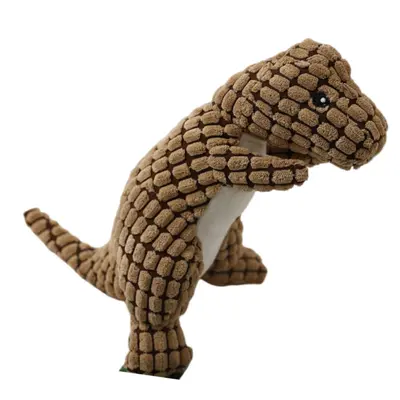 Dinosaur Plush Dog Toy with Squeaker, Bite-Resistant Chew Toy - 9
