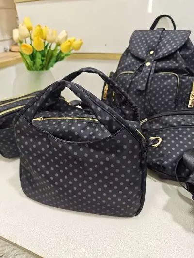 Waterproof Nylon Women's Bag, Polka Dot, Backpack and Crossbody - 3