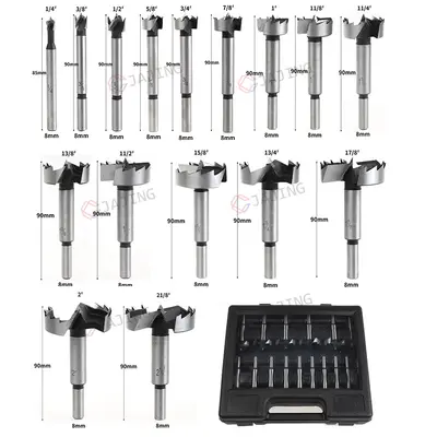 16-Piece Flat Wing Drill Bit Set, Imperial Sizes for Wood Drilling and Door Lock Hinges - 3