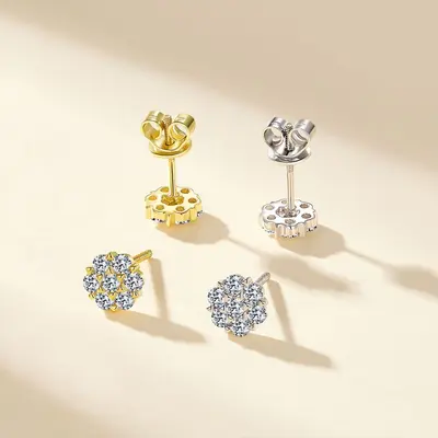 S925 Sterling Silver Moissanite Stud Earrings, Snowflake Design