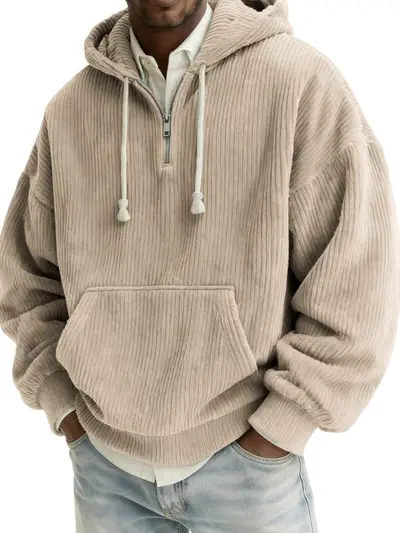 Men's Digital Print Hooded Half-Zip Sweatshirt, Autumn 2026 - 13