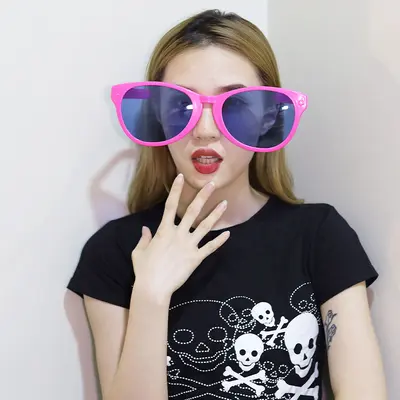 Plastic Funny Party Glasses, Large Peach, Heart and Star Shaped - 13