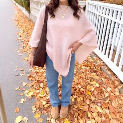 Cross-border Europe and America foreign trade autumn/winter brushed loose shawl round neck cape bat sleeve jacket three-quarter sleeve top for women
