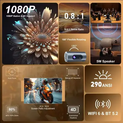 Grenzüberschreitender Q8 Outdoor-Projektor, tragbarer Mini-Beamer für Zuhause, Full HD 1080p, tragbar, Heimkino und Business-Projektor