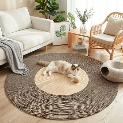 İskandinav Örgü Kedi Tırmalama Matı, Dayanıklı, Pamuk İpli