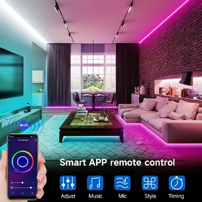 24V LED Streiflicht 5m-30m Farbwechsel flexibles LED Licht mit Musikfernbedienung und App Raumleuchtung