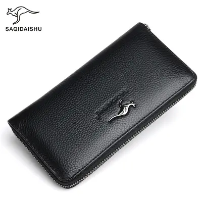 Sachi Kangaroo Men's Long Leather Wallet with Zipper - 7
