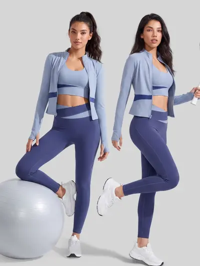 Color-Block High-Waist Yoga Set, Breathable, Butt-Lifting - 4