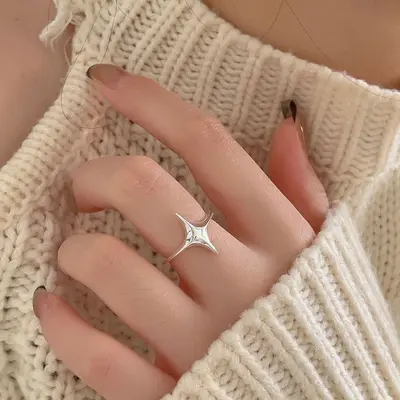 Ring mit Rauten-Brushed-Oberflache - 7