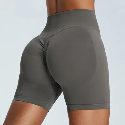 Seamless yüksek bel yoga şortu, hızlı kuruyan, kalça kaldırıcı - 10