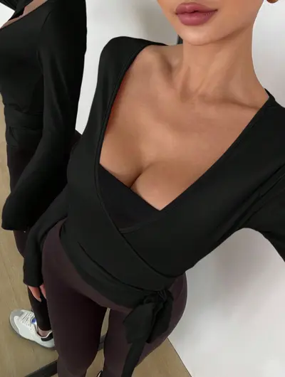 Lulu Lightweight Cross-Border New Style Sun Protection Top, Breathable Yoga T-Shirt, Tie-Up Cover-Up, Sports Top for Women, Yoga Wear - 6