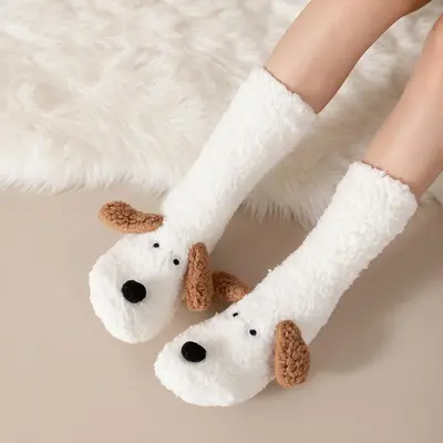 Thick Coral Fleece Lined Winter Indoor Slipper Socks - 8