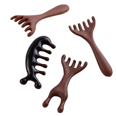 Hornmassagekamm fünf Krallen kleine Kratzbürste Kopf Nacken Augen Körpermassage Gua Sha Gesichtsmassagekamm