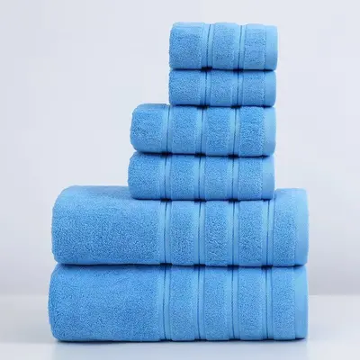Cotton towel set 3-piece, thick, absorbent, soft - 9