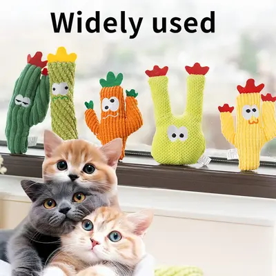 Cactus Series Cat Chew Toy with Catnip, Teeth-Cleaning Plush Pillow - 4
