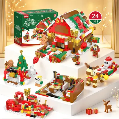 Noel Evi 24'ü 1 Arada Küçük Parçalı Yapı Blokları, Geyikli, Özelleştirilebilir - 3