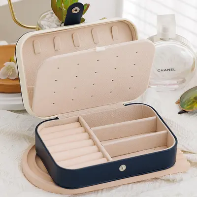 Cross-border simple portable jewelry box travel jewelry storage bracelet jewelry earring storage jewelry box ready for sale - 10
